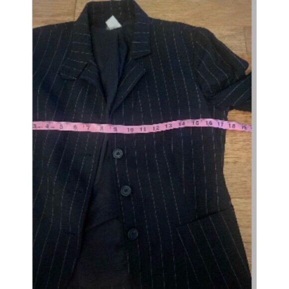 J.Crew Women's Black/White pinstripe Wool Blend button front Blazer Size 6 - Picture 6 of 8